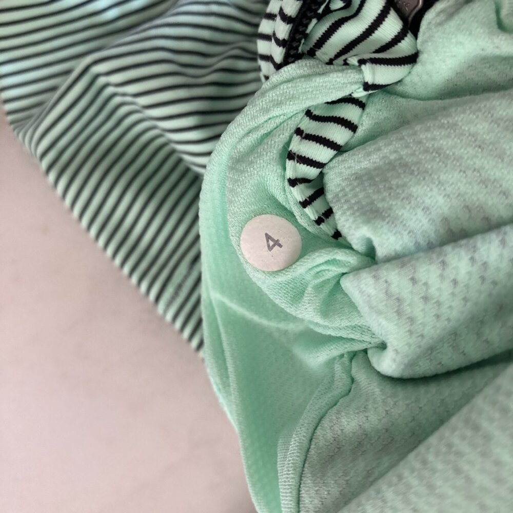 Like new! Lululemon Race with Grace 1/2 Zip long sleeve top / shirt, green black - Picture 9 of 10